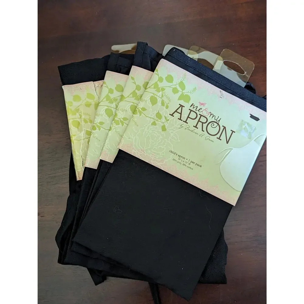 New Set of 4 Childs Apron with Pockets Black